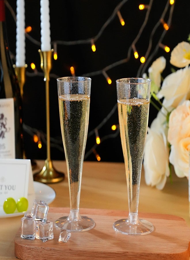 Bestluck 100 Pack Champagne Flutes Plastic, 4.5 oz Silver Glitter Plastic Disposable Stemware, Disposable Champagne Flutes for Party, Mimosa Bar, Wedding, Anniversary and Graduation - Image 3